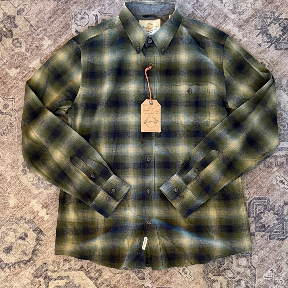 Weatherproof Olive and Navy Plaid Shirt